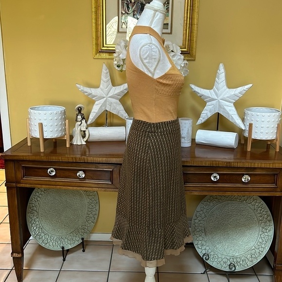 Gold Mock Halter Y2K 90’s Mesh Front Sexy Mustard Color Stretch Top Size Medium - Picture 14 of 16